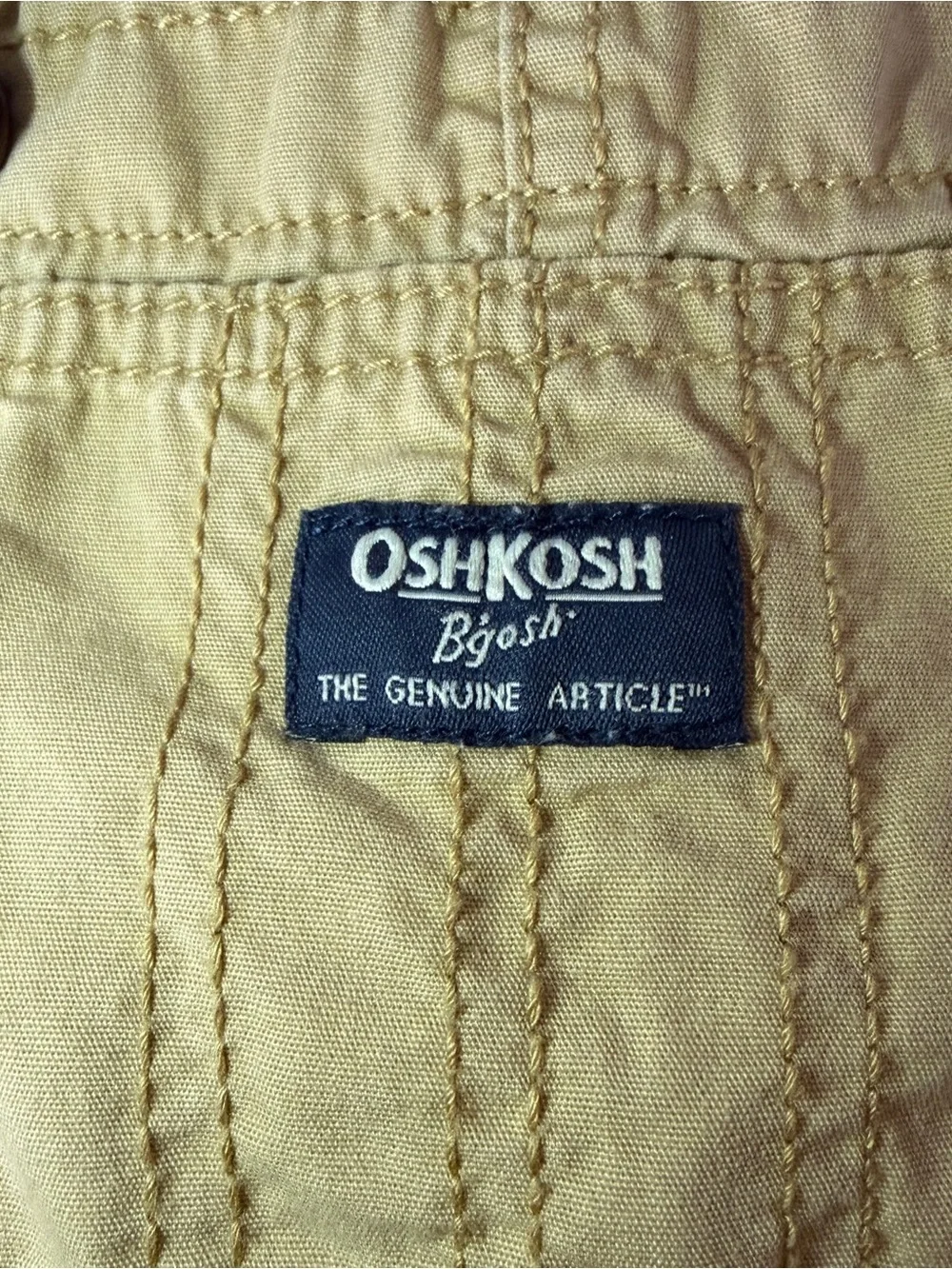 OshKosh B'gosh 12M Beige/Blue 100% Cotton Overall Adjustable One-Piece Pockets